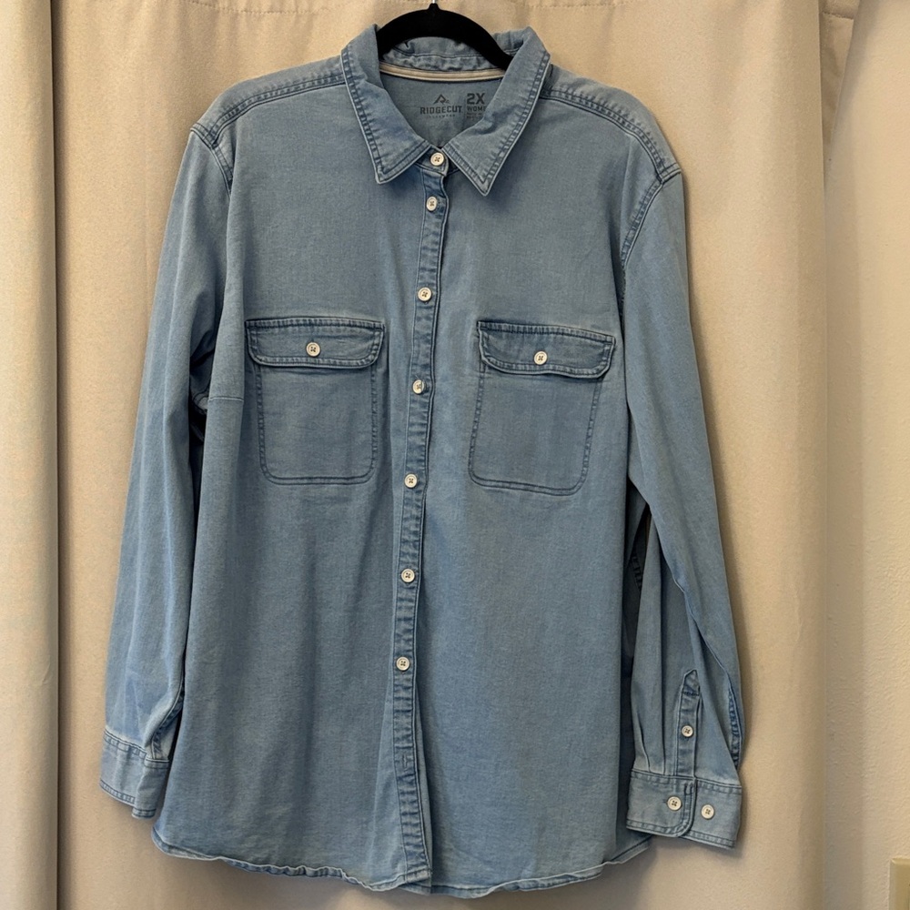 Casual Denim Blue Button-Down Shirt
